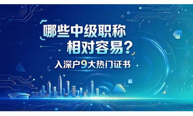 哪些中级职称相对容易？入深户9大热门证书